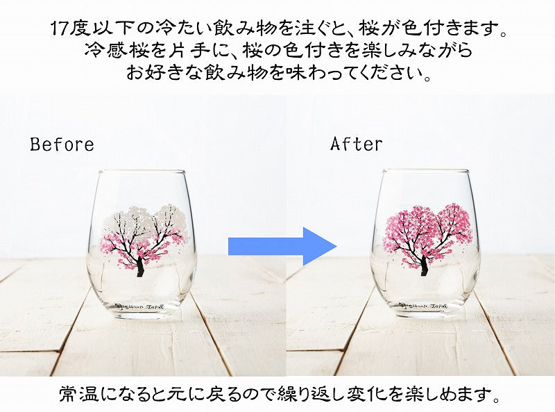 【冷感グラス「桜」冷感桜】結婚祝いのプレゼントや誕生日・記念日などのお祝いに!