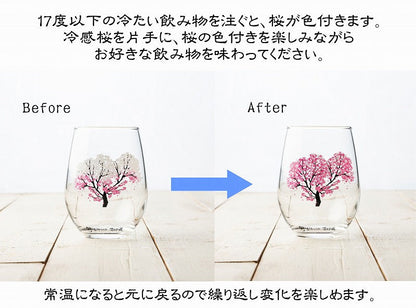【冷感グラス「桜」冷感桜】結婚祝いのプレゼントや誕生日・記念日などのお祝いに!