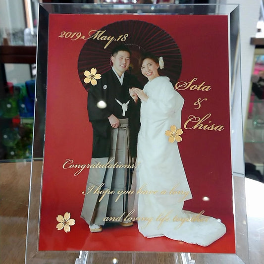 結婚式 サプライズ プレゼント ガラス印刷