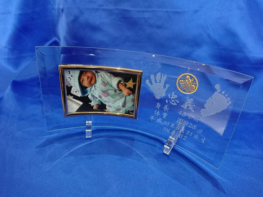 【ガラスフォトフレーム】ベビー手形・足形・家紋入り