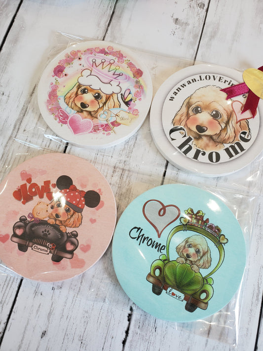 珪藻土コースター　愛犬のお写真＆イラスト♪