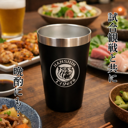 【阪神タイガース ステンレスタンブラー 印刷付き木箱入り】 保冷保温機能あり！一年中使えます